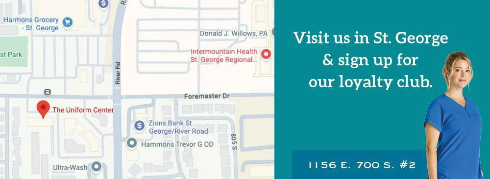 Map to The Uniform Center in St. George, Utah — join our loyalty club