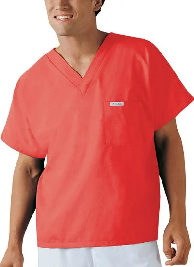 Cherokee unisex V-neck scrub top in coral
