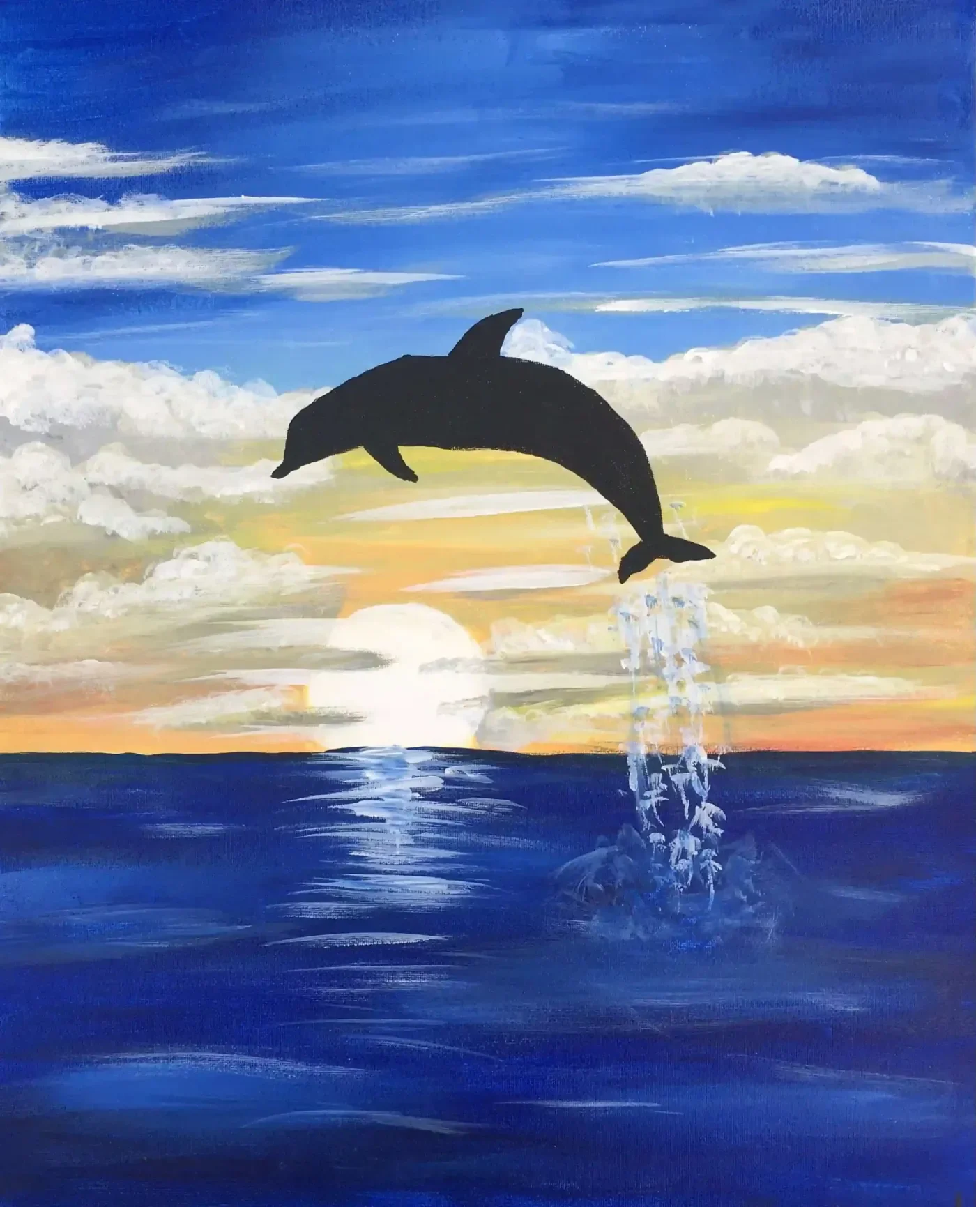 Dolphin at Sunset — the painting you'll create